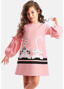 DENOKIDS Mädchen Sommerkleid "Cute Friends", rosa, Basic, Gr. 92, bedruckt, 100% Polyester, Kleider, mit Katzenaufdruck