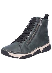 Rieker Damen Sneaker, Gr. 37, grün, Lederimitat, sportlich, Schuhe, Freizeitschuh, Halbschuh, Schnürschuh mit Kontraststeppung