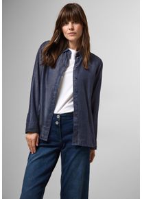 Cecil Damen Langarmbluse, blau, casual, Gr. XXL, unifarben, Stoff, 100% Lyocell, Blusen, mit durchgehender Knopfleiste vorn