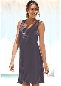 Vivance Dreams Damen Nachthemd, Gr. 32, grau, Single Jersey, Obermaterial: 100% Viskose, bedruckt, Basic, Kleider, ohne Ärmel