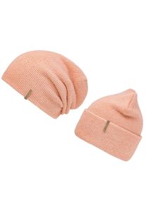 Chillouts Damen Beanie "Milea Hat", orange, modisch,casual,sportlich, meliert, Feinstrick, Rippstrick, Strick, Materialmix, Mützen, mit