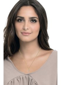 ONE ELEMENT Damen Kreuzkette "Halskette - Kreuzkette mit Zirkonia Kreuz und Anhänger aus 333", mit Zirkonia, Gelbgold 333-Gold, gold, Gelbgold 333,