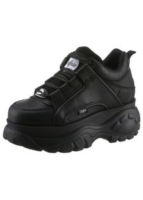 Buffalo Damen Sneaker, Gr. 40, schwarz, Leder, sportlich, Schuhe, Freizeitschuh, Ugly-Sneaker, Schnürschuh mit MemoryFoam-Innensohle