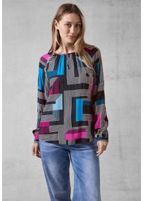 Cecil Damen Langarmbluse, blau, casual, Gr. XL, bedruckt, Stoff, 100% Viskose, Blusen, mit Grafik-Print