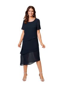 Damen Chiffonkleid, blau, casual, Gr. 36, HERMANN LANGE Collection, unifarben, Chiffon, Obermaterial: 100% Polyester, Kleider, mit asymetrischem Saum