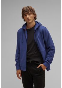 Street One MEN Herren Sweatjacke, blau, casual, Gr. L, unifarben, Web, 60% Baumwolle, 40% Polyester, Sweatjacken, mit Kapuze mit Tunnelzugband
