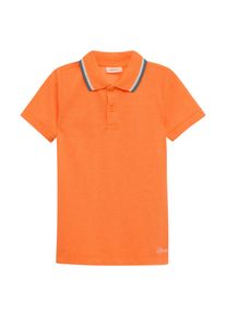 s.Oliver JUNIOR Jungen Poloshirt, orange, casual, Gr. 104, unifarben, kontrastfarbene Details, Web, Obermaterial: 65% Polyester, 35% Baumwolle,
