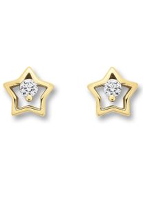 ONE ELEMENT Damen Paar Ohrhänger "Zirkonia Stern Ohrringe Ohrstecker", Kinder, Gelbgold 333-Gold, gold, Gelbgold 333, Gold, Ohrringe, aus 333