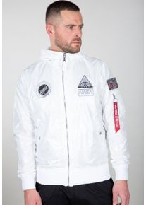 Herren Bomberjacke "Alpha Industries Men - Bomber Jackets MA-1 LW Hooded NASA", weiß, Gr. S, Alpha Industries, Obermaterial: 100% Polyester, Futter: