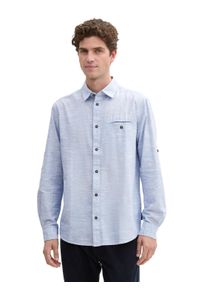 Tom Tailor Herren Langarmhemdweiß blau fil a fil dobby, casual, Gr. XXXL, meliert, Obermaterial: 100% Baumwolle, Hemden, mit Brusttasche