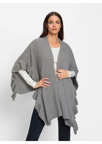 Heine Damen Poncho, grau, Gr. 1, unifarben, 50% Viskose, 28% Polyester, 22% Polyamid, Jacken