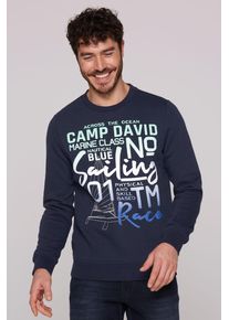 CAMP DAVID Herren Sweater, blau, casual, Gr. 4XL, bedruckt, Material: 65% Baumwolle, 35% Polyester, Sweatshirts, mit weicher Innenseite