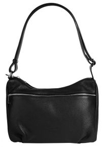 Samantha Look Damen Shopper, schwarz, Leder, unifarben, leicht glänzend, Taschen, echt Leder, Made in Italy