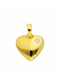 Adelia´s ADELIA ́S Damen Ketten-Anhänger "585 Gold Anhänger Herz", Gold, gold, Gold, Schmuckanhänger, mit Zirkonia Goldschmuck für Damen