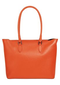 CLUTY Damen Shopper, orange, Leder, unifarben, leicht glänzend, Taschen, echt Leder, Made in Italy