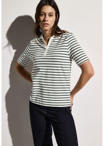 Cecil Damen Poloshirt, weiß, casual, Gr. XXL, gestreift, Web, Stoff, 48% Baumwolle, 48% Modal, 4% Elasthan, Shirts, aus softem Materialmix