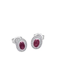 ONE ELEMENT Damen Paar Ohrhänger "0,10 ct Diamant Brillant Rubin Ohrringe Ohrstecker", Damen, 0,1 ct mit Diamant, Weißgold 585-Gold-Diamanten,