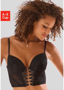Lascana Damen Corsage, Gr. 70, schwarz, Spitze, Obermaterial: 60% Polyamid, 35% Polyester, 5% Elasthan, sexy, Corsagen, mit extravagantem