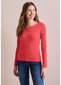 Cecil Damen Langarmshirt, orange, casual, Gr. XXL, unifarben, Web, 100% Baumwolle, Shirts, aus reiner Baumwolle