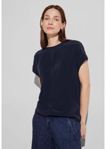 Street One Damen T-Shirt, blau, casual, Gr. 36, unifarben, Stoff, Vorderseite: 55% Cupro, 45% Viskose; Rückseite: 95% Viskose, 5% Elasthan, Shirts,
