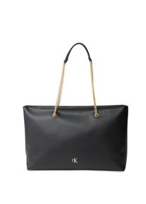 Damen Henkeltasche "MINIMAL MONOGRAM CHAIN TOTE", Calvin Klein Jeans, schwarz, Lederimitat, unifarben, Taschen, Shopper, große Umhängetasche, Damen