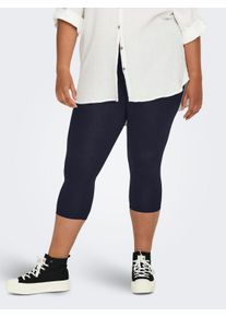 Only CARMAKOMA Damen Caprileggings "CARTIME LIFE CALF LEGGINGS JRS", blau, casual, Gr. S, Jersey, Obermaterial: 95% Baumwolle, 5% Elasthan, Hosen