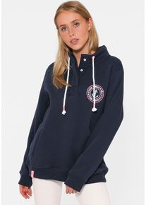 Zwillingsherz Damen Troyer ""Anker Kreis"", blau, modisch, Gr. S, angeraute Sweatware, Obermaterial: 50% Baumwolle, 50% Polyester, Pullover, mit