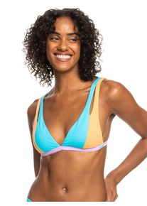 Roxy Damen Triangel-Bikini-Top "Colorblock Party", blau, Gr. XS, 87% Nylon, 13% Elasthan, Bikini-Oberteile