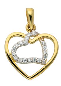 Adelia´s ADELIA ́S Damen Ketten-Anhänger "333 Gold Anhänger Herz", Gold, gold, Gold, Schmuckanhänger, mit Zirkonia Goldschmuck für Damen