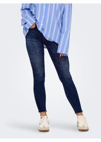 Only Damen Skinny-fit-Jeans "ONLBLUSH MID SK ANKLE RW DNM DOT241", blau, modisch, Gr. S, unifarben, Denim/Jeans, Obermaterial: 92% Baumwolle, 6%
