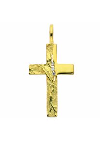 Adelia´s ADELIA ́S Damen Kreuzkette "Halskette - Kreuzkette mit Kreuz Anhänger mit Zirkonia aus 333", Gelbgold 333-Gold, gold, Gelbgold 333, Gold, Halsketten,