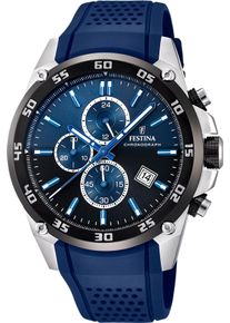 Festina Herren Chronograph "The Originals", blau, Armbanduhren, Armbanduhr, Quarzuhr, Herrenuhr, Stoppfunktion, bis 10 bar wasserd.