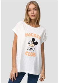 Recovered Damen T-Shirt "Mickey Mouse Fan Club", beige, casual, Gr. XL, bedruckt, 100% Baumwolle, Shirts, im zeitlosen Design