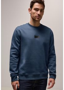 Street One MEN Herren Sweatshirt, blau, casual, Gr. XL, unifarben, Sweatware, 82% Baumwolle, 14% Polyester, 4% Elasthan, Sweatshirts, mit