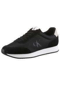 Herren Plateausneaker "RETRO RUNNER ICONIC SNK", Calvin Klein Jeans, Gr. 44, schwarz-weiß, Leder, Textil, unifarben mit Farbeinsatz, sportlich,