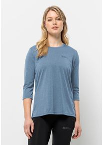Jack Wolfskin Damen Funktionsshirt "CROSSTRAIL 3/4 T W", blau, Gr. L, OBERSTOFF: 100% POLYESTER, Shirts