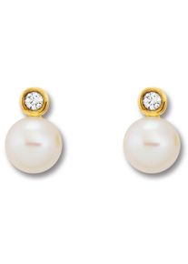 ONE ELEMENT Damen Paar Ohrhänger "Zirkonia Ohrringe Ohrstecker aus 333 Gelbgold", Damen,mit Zirkonia, Gelbgold 333-Gold-Perlen, gold, Gelbgold 333,