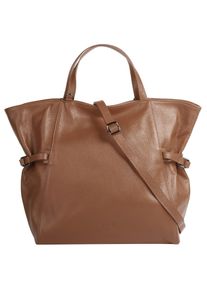 Samantha Look Damen Shopper, braun, Leder, unifarben, leicht glänzend, Taschen, echt Leder, Made in Italy