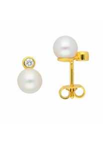 Adelia´s ADELIA ́S Damen Paar Ohrhänger "Damen 585 Gold Ohrringe Ohrstecker mit Süßwasser Zuchtperle", Damen, 0,1 ct VVS = sehr sehr kleine Einschlüsse,