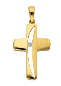 Adelia´s ADELIA ́S Damen Ketten-Anhänger "333 Gold Kreuz Anhänger", mit Zirkonia, Gold, gold, Gold, Schmuckanhänger, mit Zirkonia Goldschmuck für Damen &