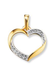 ONE ELEMENT Damen Ketten-Anhänger "0.01 ct Diamant Brillant Herz Anhänger", 0,01 ct, Gelbgold 585-Gold-Diamanten, gold, Gelbgold 585, Gold,