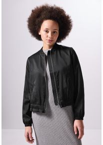 Damen Blouson, schwarz, casual, Gr. 46, STREET ONE STUDIO, unifarben, Stoff, Obermaterial: 49% Viskose, 36% Polyester, 15% Nylon; Futter: 100%