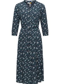 Ragwear Damen Maxikleid "Meve", blau, feminin, Gr. L, Obermaterial: 100% Viskose, Kleider, Leichtes Langarmkleid mit Blumenmuster