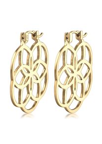 Elli Damen Paar Creolen "Creolen Lebensblume 925 Silber", OneSize, ohne Stein, Silber 925 (Sterlingsilber), gold, Silber 925 (Sterlingsilber),