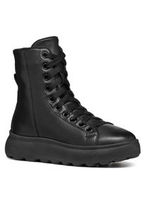 Geox Damen Schnürboots "D SPHERICA EC4.1 D", Gr. 41, schwarz, Nappaleder, casual, Schuhe, Plateau Boot, Chunky Boot, Winterboot mit Warmfutter