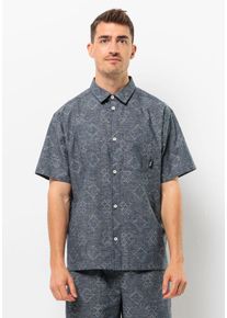 Jack Wolfskin Herren Kurzarmhemd "KARANA SHIRT M", blau, Gr. S, OBERSTOFF: 55% HANF, 45% BAUMWOLLE, Hemden