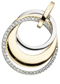 Jobo Damen Ketten-Anhänger "Anhänger mit 42 Diamanten", SI = kleine Einschlüsse, Gelbgold 585-Weißgold 585-Diamanten, gelb, Gelbgold 585, Weißgold