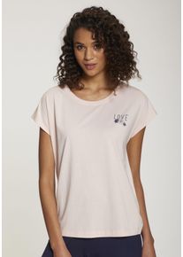 Vivance Dreams Damen T-Shirt, Gr. 32, rosa, Single Jersey, Obermaterial: 50% Baumwolle, 50% Viskose, bedruckt, unifarben, Basic, Shirts, mit kleinem