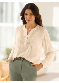 Inspirationen Damen Schlupfbluse, beige, Gr. 46, unifarben, 100% Viskose, Blusen
