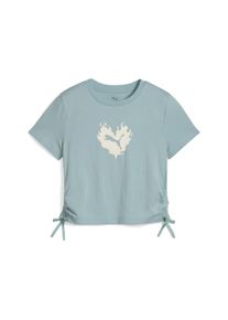 Puma Kinder T-Shirt "FLAMING LOVE T-Shirt mit Knotendetail Mädchen"modern mint grün, Gr. 128, bedruckt, Obermaterial: 100% Baumwolle; Rippe: 20%